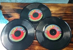 Molded Plastic Records 9″ Diameter Rock & Roll Decorations Set Of 3