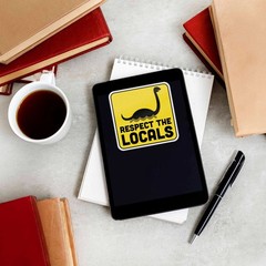 Respect the Locals Sea Monster Sticker – Funny Cryptid Decal for Laptop