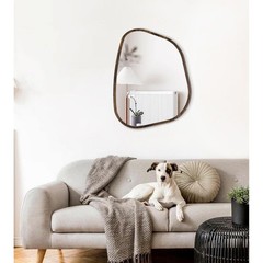 Asymmetrical Mirror Irregular Oval Wall Mirror Modern Wood Frame Unique Shape…