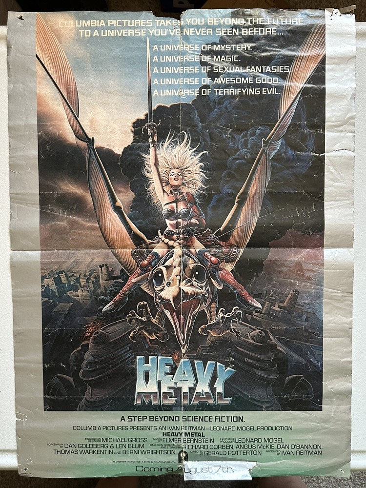 ORIGINAL HEAVY METAL/STRIPES/NICE DREAMS 24.5×17.75″ TWO-SIDED MOVIE POSTER 1981