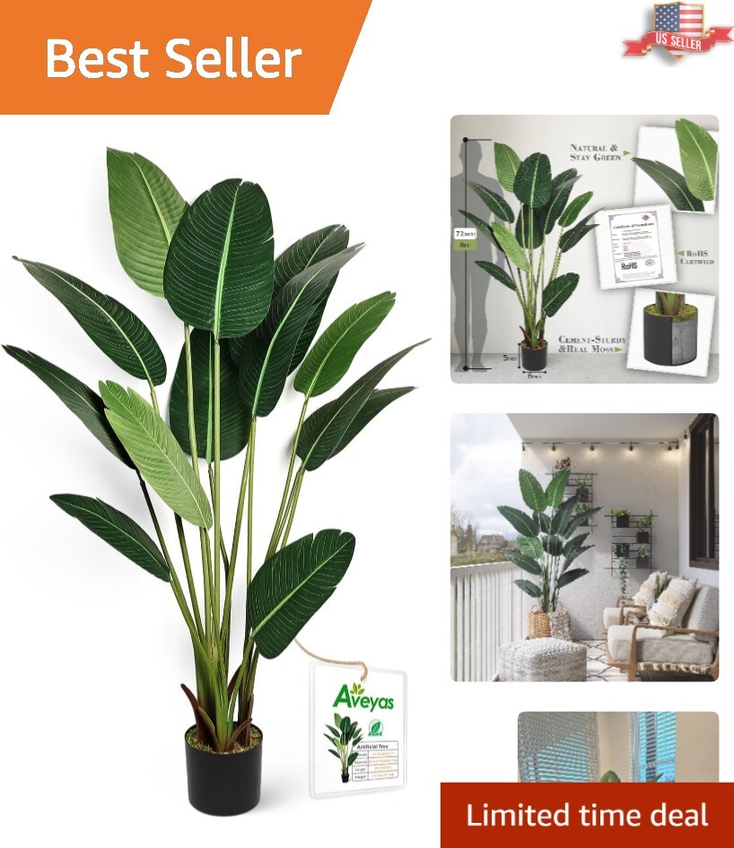 Indoor/Outdoor 6ft Faux Bird of Paradise Plant in Heavy-Duty Decorative Pot