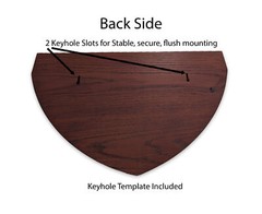 Solid Red Oak Shield Plaque, Flush Mounted, Satin Mahogany Stain, Trophy Mount