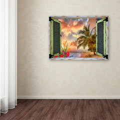 24 In. X 32 In. «Tropical Window to Paradise IV» by Leo Kelly Printed Canvas Wal