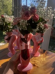 Pink Shoe Shaped Bud Vase Ballet Theme Decorative Plastic Novelty