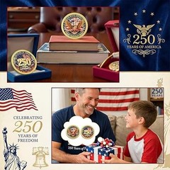 USA 250th Anniversary Coin Liberty Eagle Commemorative Collectible Gift
