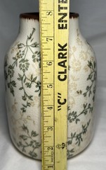 Ceramic Vase Rustic Floral Beige Tan Green Glazed Crack Chinoiserie Tuscan Decor