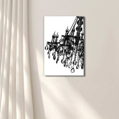 wall26 – Canvas Wall Art- Black Crystal Chandelier on White Background – 12″x18″