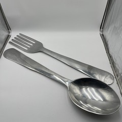 33.5” Oversized Aluminum Spoon & Fork Wall Decor Set Large Kitchen Utensils
