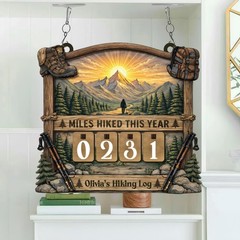 Personalized Hiking Miles Tracker Custom Name Outdoor Log Display, Yearly Hiking