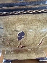 Uttermost Yellow Crackle Decorative Box by Grace Feyock Design Bronze Lid 19568