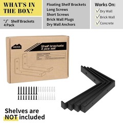 Shelf Bracket, Heavy Duty Floating Shelf Brackets 10-Inch Long, 4-Pack Bracke…