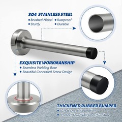 Door Stop, 4 Inch Long Stopper Wall Mounted, 4 Inch, Brushed Nickel