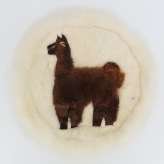 Alpaca Fur Pillow Cover Wall Hanging Tapestry Round Pieced Llama 18″ Diameter