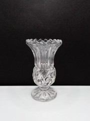Vintage Bohemian Glass Bud Vase Pinwheel Star Of David 4-1/4″ Tall