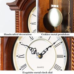 ® 26IN Grandfather Vintage Wall Clock with Pendulum and Chime, Hour/Quarter-Hour