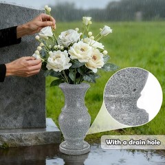 2Pcs 9.8 Inch Memorial Flower Vases with Drainage Holes for Cemetery Grave
