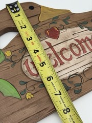 Vintage Hand Painted Ceramic Goose Welcome Plaque Country Farmhouse Wall Decor