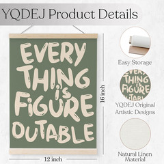 Everything Is Figureoutable Inspirational Wall Art Poster Hanger Frame, Positive