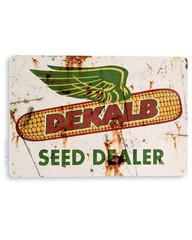 Dekalb Seed Dealer Tin Sign – Corn Midwest Advertising Metal Ad – Farm Nostalgia