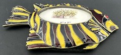 Enamel Jeweled Fish Oval Photo Picture Frame Colorful Tropical Salt Water