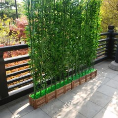 Artificial Bamboo Screen – 39in Solid Wood Base with 16 Thick Faux Stalks &