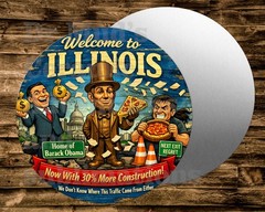 WELCOME TO ILLINOIS Round metal Sign Wreaths Crafts miniatures