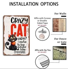 Crazy Cat Lady Metal Sign 8×12 Funny Feline Enthusiast Vintage Wall Decor