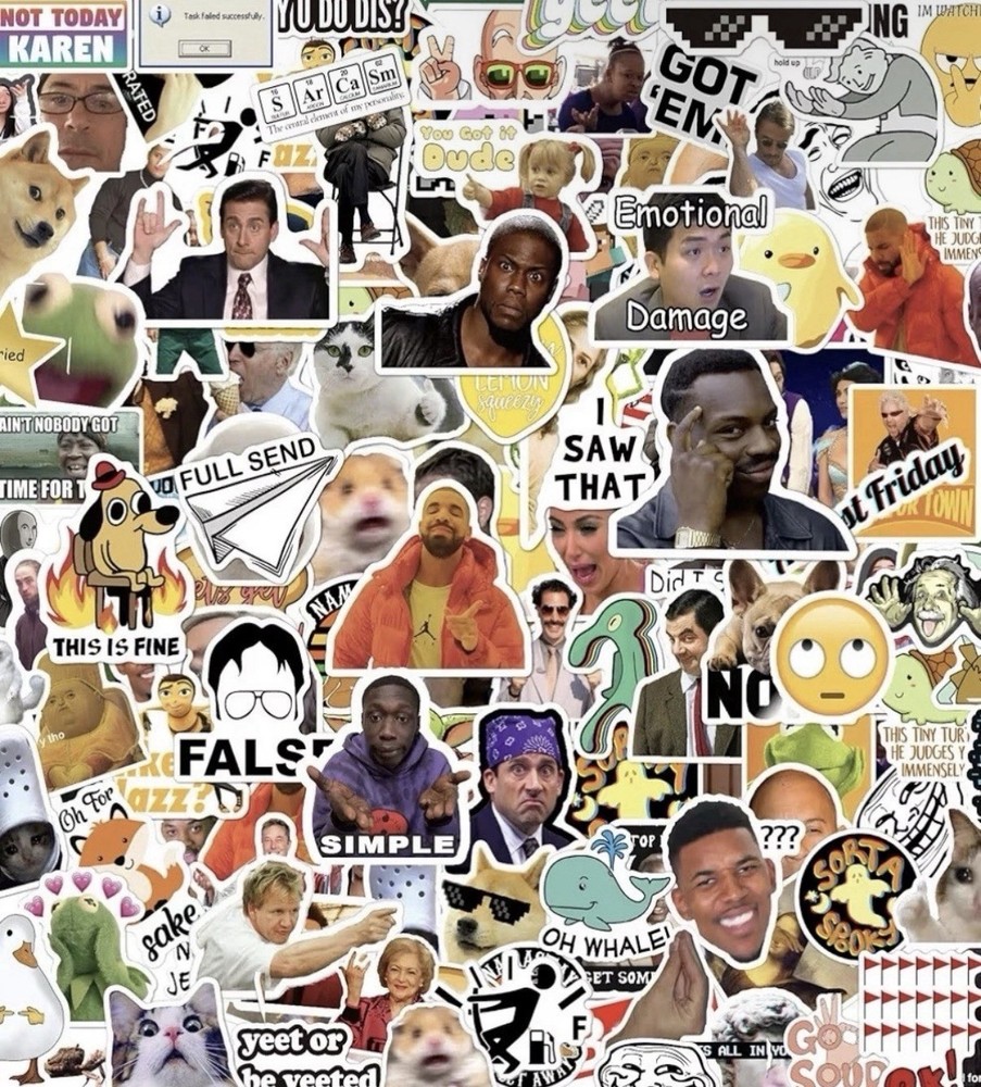 10pcs random Funny Meme Adults Prank Meme Throwback References Vinyl Stickers