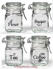 Set of 4 Canister Labels Vinyl Stickers – Flour Tea Sugar Coffee – Kitchen Swash