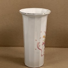 Vintage Fine China Japan Fluted Floral Vase Gold Trim White Dodecagon/12 Sides