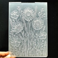 3D Plastic Embossing Folder Template Sunflowers and Flowers Texture 5×7 white