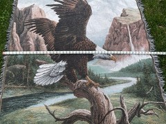 Linda Picken Freedom American Bald Eagle Vintage Tapestry Afghan Throw Blanket