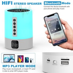 Night Light Bluetooth Speaker Alarm Clock, Sound Machine with White Noise, To…