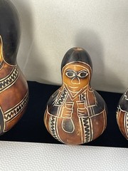 Lot Of 4 Vintage Etched Gourds See Pictures Details/wear