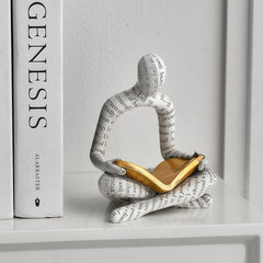 White Decor Reading Statue – Modern Abstract Thinker Sculptures – Resin Decorati