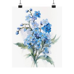 Forget Me Nots Flower Art Print Poster, Flower Painting, Flower Décor