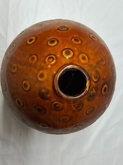 Brown Studio Pottery Textured Globe Vase 10″ Unknown Maker