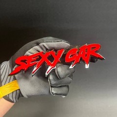 1x «Sexy car» Custom Text 3D Acrylic Car Emblem Badge Multicolor Laser Cut Decal