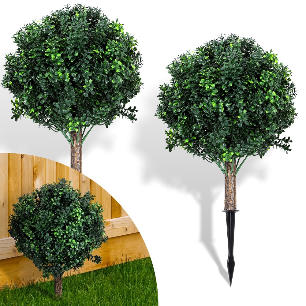 Set of 2 Outdoor Fake Bushes Plant w/Ground Spike,UV Resistant Artificial Plants