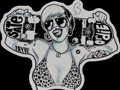 SEXY GIRL STICKER✨💋🛹🔥🛹💋✨2 1/2” X 2”✨GLOSSY✨SKATEBOARD FUN TIME✨👙✨🤍🖤❤️‍🔥