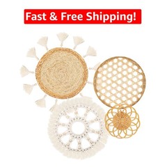 Versatile Handmade Wall Hanging Decor Set – Boho Woven Baskets for All Spaces