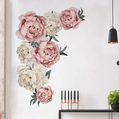 Peony Rose Flowers Wall Sticker,Peel & Stick Removable Wall Art Decals for