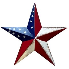 Rainbow Handcrafts Rustic Metal 3D Barn Star Patriotic Wall 8in Multicolor