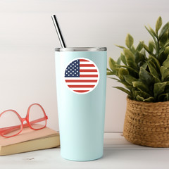 6-Pack American Flag Stickers – USA Round Vinyl Decals for Cars, Laptops
