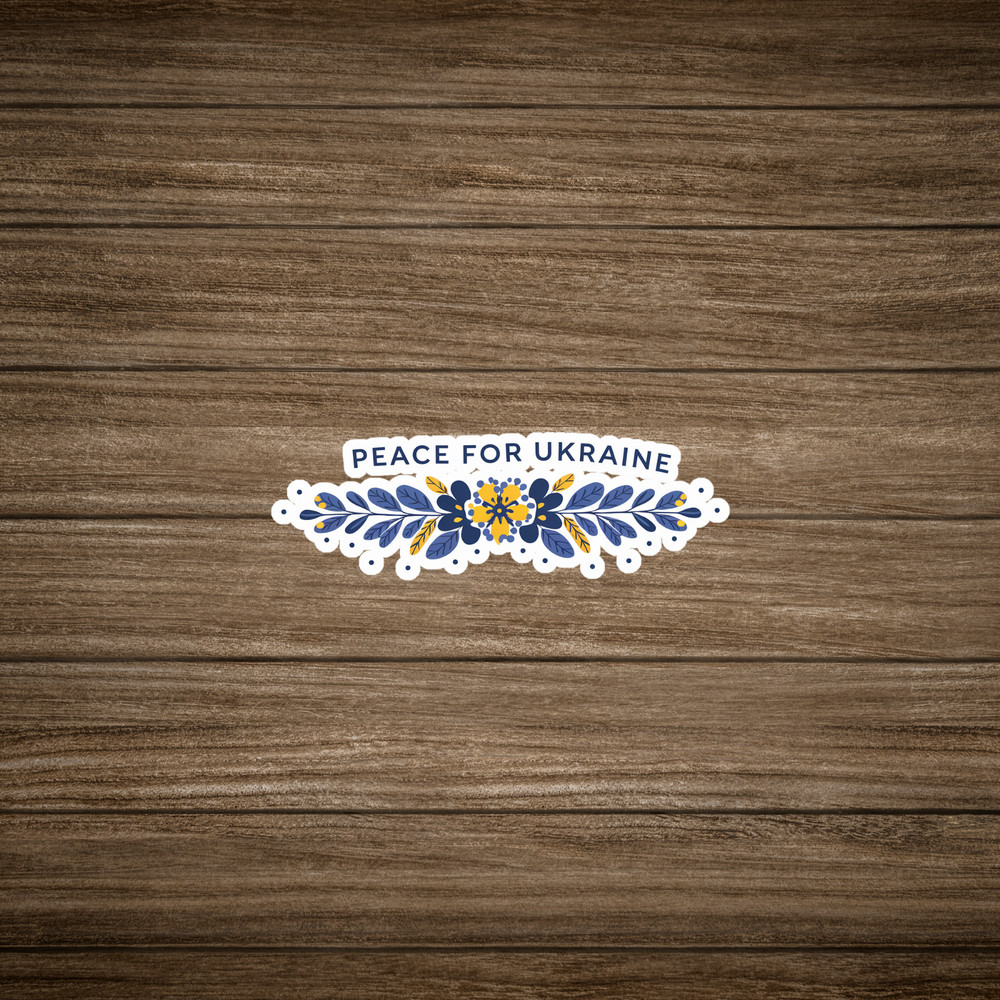 Peace for Ukraine Sticker – Support Ukrainian Freedom Floral Decal #1429