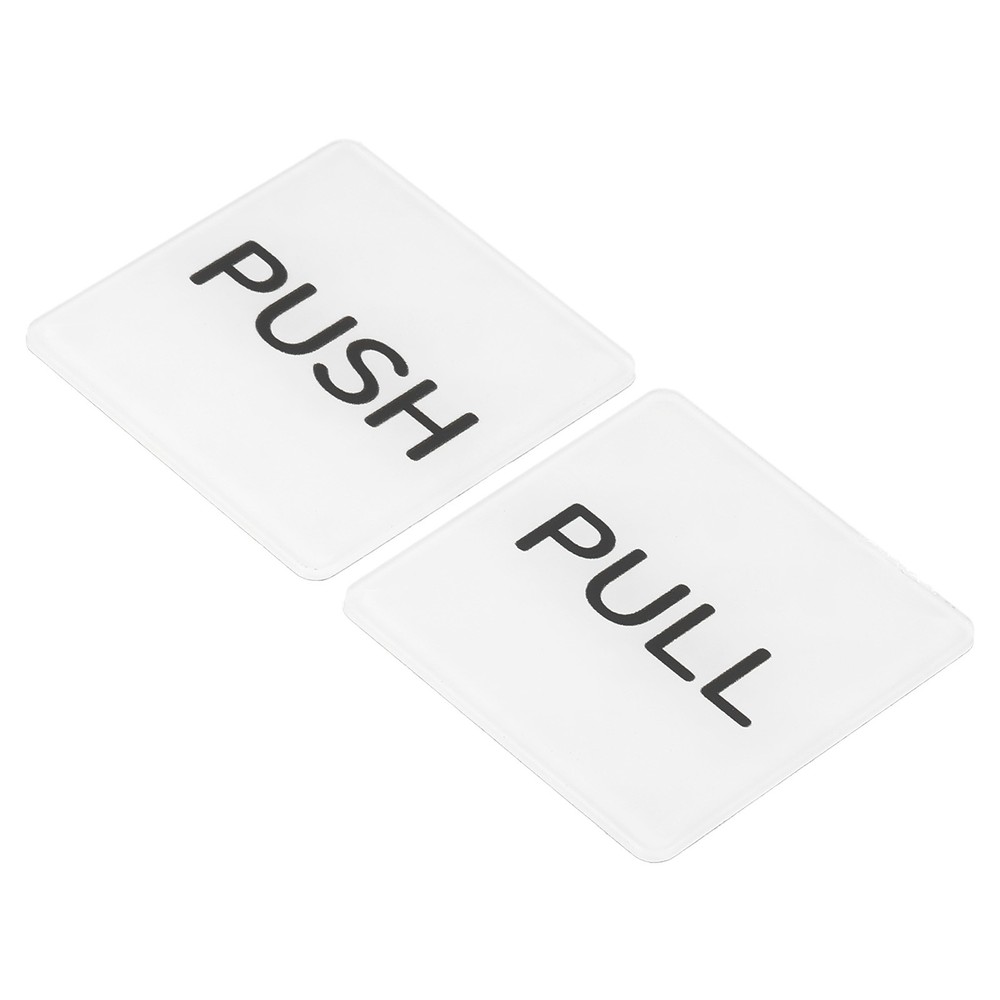 2Pcs Push Pull Door Sign Adhesive Square Acrylic Sticker Marker White