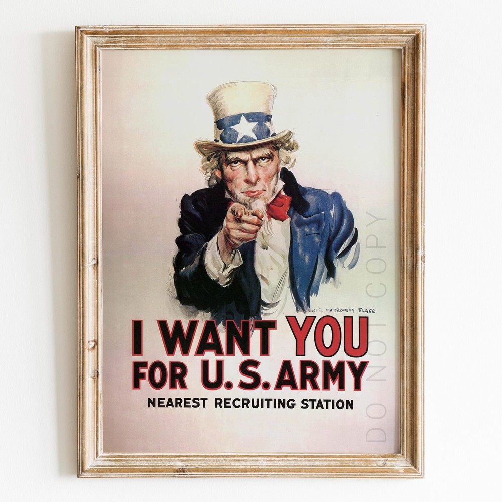 Uncle Sam – I Want You for US Army America USA Military Wall Art Poster Print