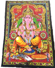 Bohemian Colorful Indian Lord Ganesh Hindu Cotton Sequin Trim Panel