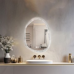 Irregular Wall LED Mirror Clear-crystal Glass Frame Vanity Mirror with Backlit