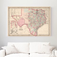 Old Map of Texas 1861 – Vintage Texas Art